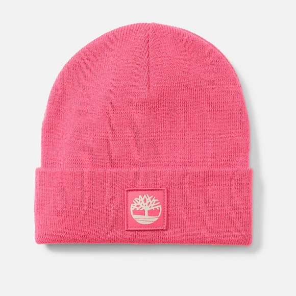 Timberland Cuffed Pink Beanie with tonal patch NWT - Picture 1 of 7